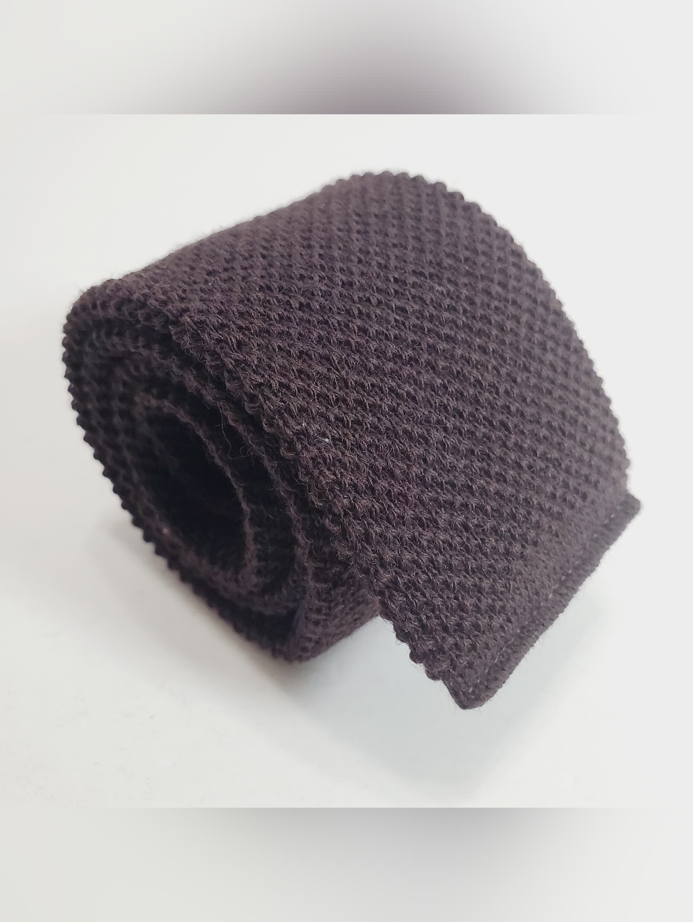 Private Club Solid Brown Pattern Mens Knit Wool Neck Tie Square Ends 51x2.25"